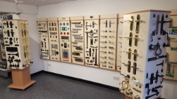 A photo of our showroom displaying the range of ironmongery we supply.